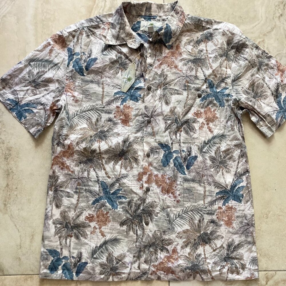 Men's Kaki Hawaiian Button Down Shirt